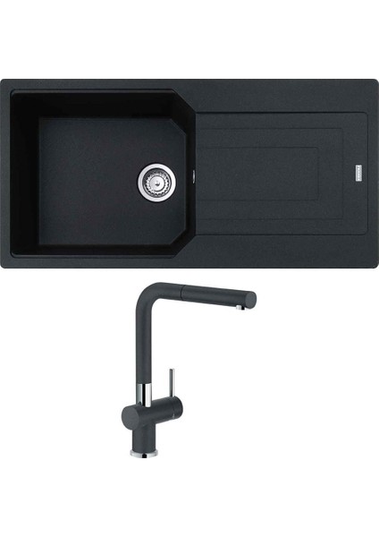 Franke Ubg 611-100 Granit Nero Evye, Active Plus Doccia Nero Armatür