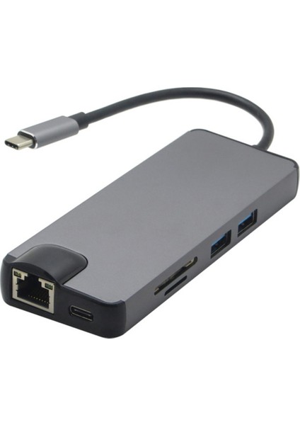 8in1 PD USB-C to HDMI VGA Ethernet SD Kart USB 3.0 Power Delivery Type-C Hub fiyatları