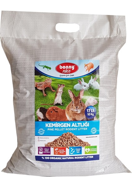 Bonny Nice Organik Çam Pelet Ginepig Altlığı 10 kg 17 L