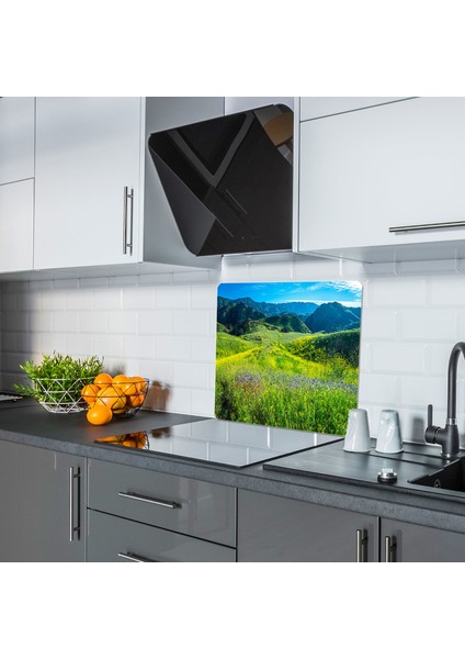 yeni Bahar Cam Ocak Arkası Koruyucu ve Kesme Tablası 50X56 cm