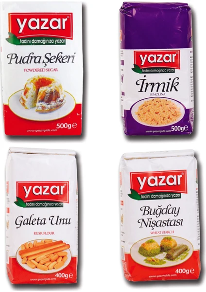 500 gr Pudra Şekeri + 500 gr İrmik + 400 gr Galeta Unu + 400 gr Buğday Nişastası