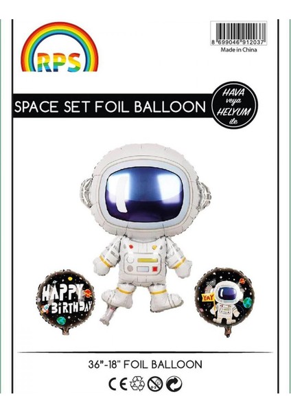 Astronot Folyo Balon Set 3'lü