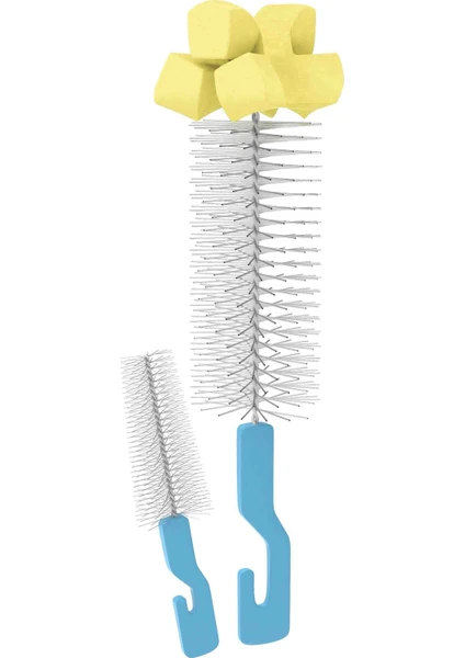 Biberon ve Biberon Emziği Temizleme Fırça Seti Mavi