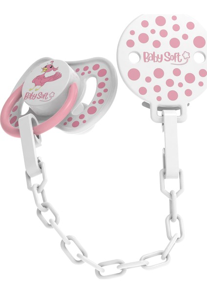 Kuş Desenli Emzik Askısı & Yuvarlak Uçlu Emzik 18+ Ay