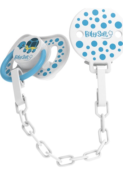 Kaplumbağa Desenli Emzik Askısı & Yuvarlak Uçlu Emzik 0 - 6 Ay