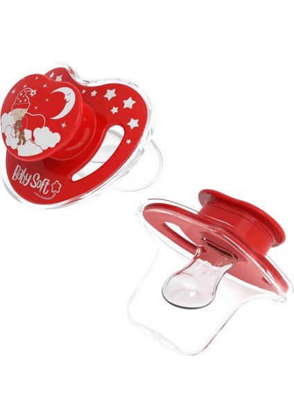 Kapaklı Damak Uçlu Kırmızı Uyku Emziği +18 Ay