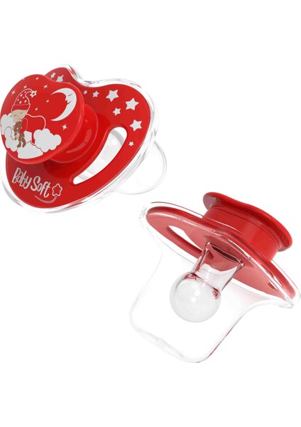 Kapaklı Yuvarlak Uçlu Kırmızı Uyku Emziği 18+ Ay
