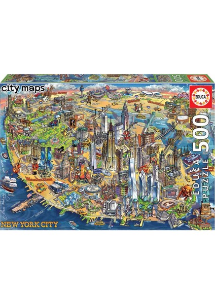 New York Şehir Haritası 500 Parça Puzzle