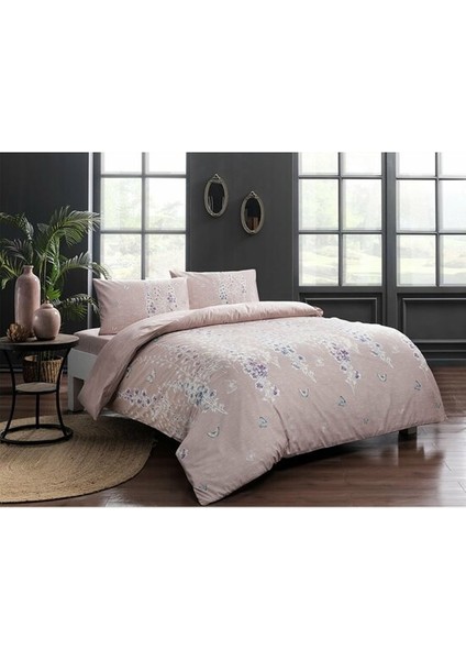 - %100 Pamuk Sarah Pembe Nevresim Takımı - Çift Kişilik