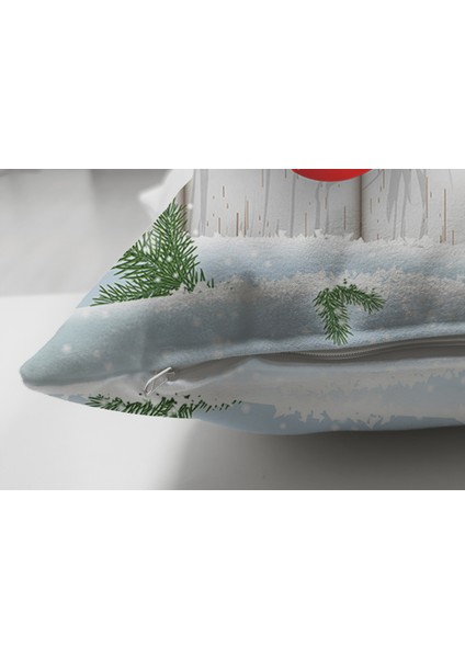Çift Taraflı Yılbaşı Temalı Dijital Baskılı 3 D Süet Yastık Kırlent Kılıfı