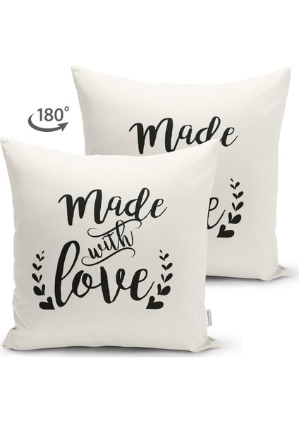 Made With Love Yazı Desenli Çift Taraflı Modern Süet Kırlent Kılıfı fiyatları
