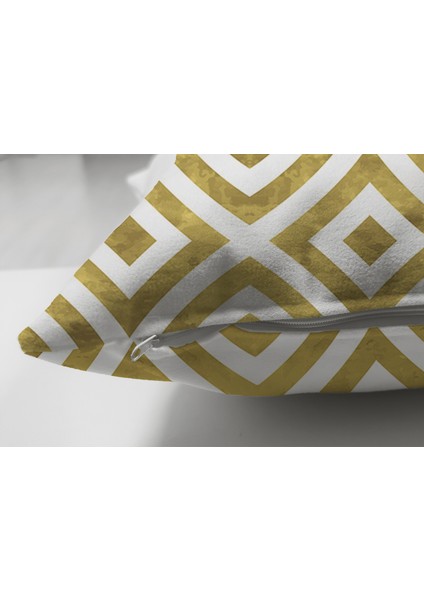Çift Taraflı Geometrik Şekilli Altın Detaylı Modern Süet Yastık Kırlent Kılıfı modelleri