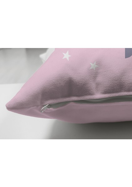 Çift Taraflı Unicorn Özel Tasarımlı At Motifli Çocuk Odası Süet Yastık Kırlent Kılıfı