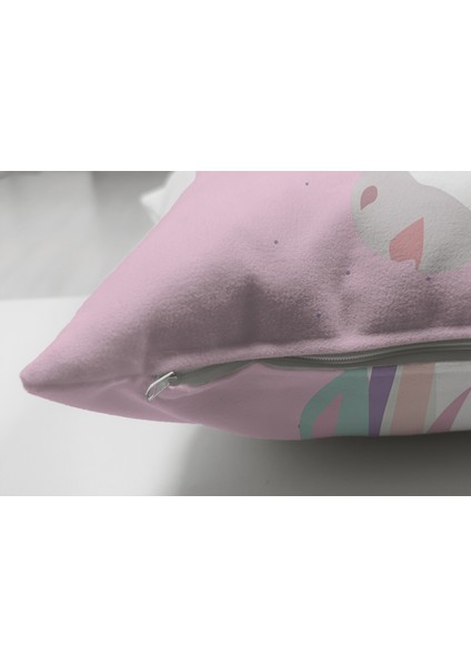 Çift Taraflı Baby Shower Unicorn At Tasarımlı Çocuk Odası Süet Yastık Kırlent Kılıfı