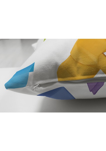 Çift Taraflı Beyaz Zeminli Origami Sanatı Dijital Baskılı Modern Süet Yastık Kılıfı modelleri