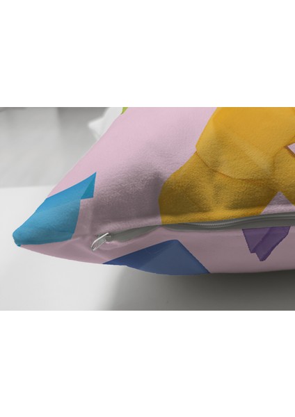 Çift Taraflı Pembe Zeminli Origami Sanatı Dijital Baskılı Modern Süet Yastık Kılıfı modelleri