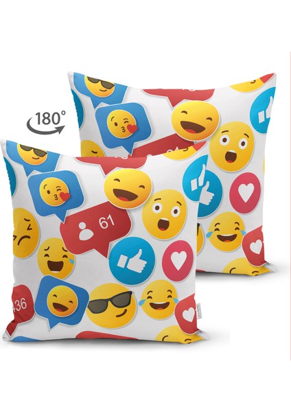Çift Taraflı Emoji ve Like Dijital Baskılı Modern Süet Yastık Kılıfı fiyatları
