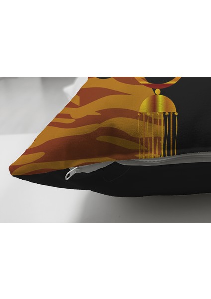 Siyah ve Karamel Zeminde Zenci Kadın Çift Taraflı Dijital Baskılı Süet Kırlent Kılıfı modelleri