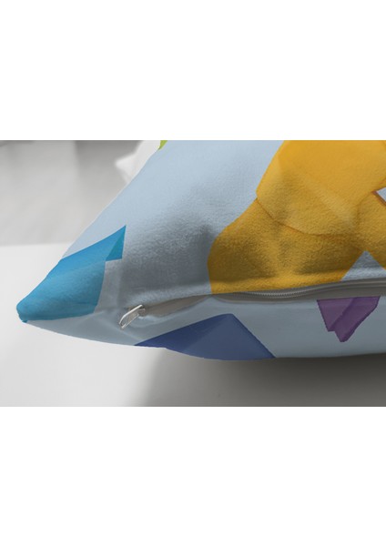 Çift Taraflı Mavi Zeminli Origami Sanatı Dijital Baskılı Modern Süet Yastık Kılıfı modelleri