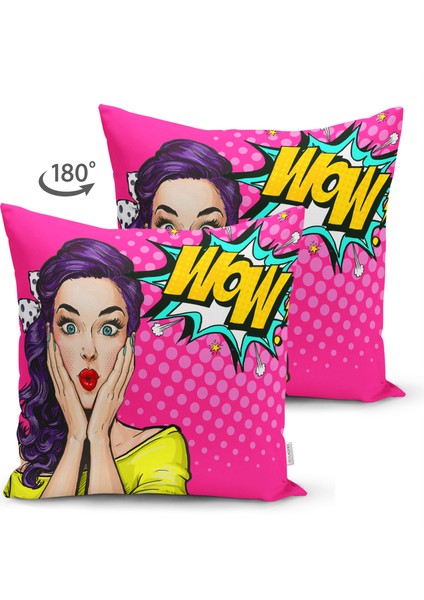 Çift Taraflı Pop Art Resimli Dijital Baskılı Dekoratif Süet Yastık Kırlent Kılıfı fiyatları