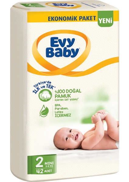 Evy Baby 2 Numara Eko Bebek Bezi Mini 42'li Paket