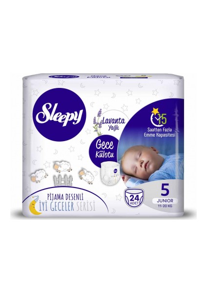 Gece Külotu Lavanta Yağlı Junior 5 Beden 24 Adet