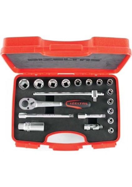Izeltaş 1110006019 Altı Köşe Lokma Anahtar Takımı 3/8" 19 Parça