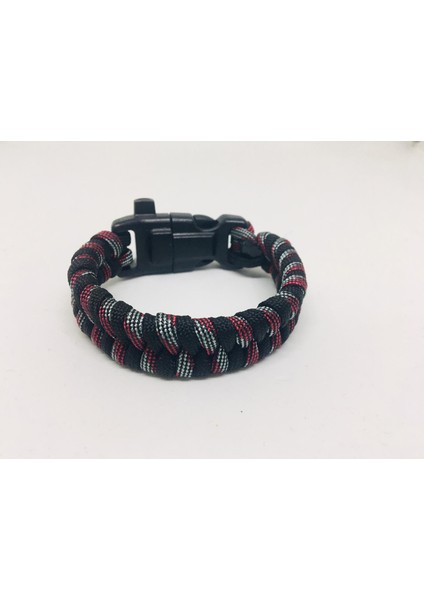 Merit Collection Çok Renkli Paracord Fishtail Bileklik (Bıçak, Pusula, Ateş Başlatıcı Magnezyum ve Ikaz Düdüğü)