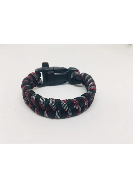 Merit Collection Çok Renkli Paracord Fishtail Bileklik (Bıçak, Pusula, Ateş Başlatıcı Magnezyum ve Ikaz Düdüğü)