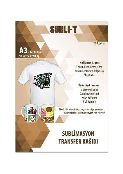 Sublimasyon Transfer Kağıdı A3 Tekstil