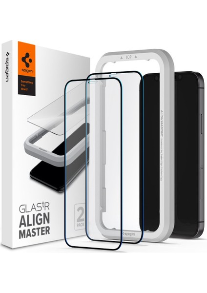 iPhone 12 Pro Max Cam Ekran Koruyucu Kolay Kurulum Glas.tR AlignMaster Full Cover (2 Adet) Black - AGL01792