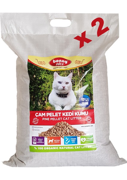 Doğal Kedi Kumu Çam Pellet 10 kg 20 L x 2 Paket