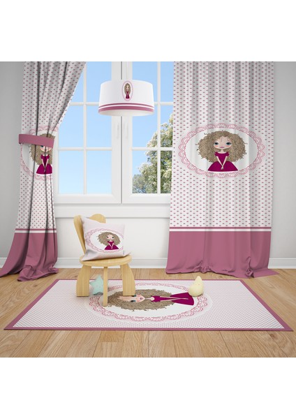 Pembe Kız Çocuk ve Bebek Odası Fon Perdesi 2 Kanat TLA-165