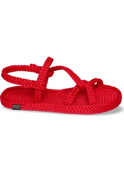 Mykonos Kauçuk Tabanlı Kadın Halat Sandalet Kırmızı modelleri