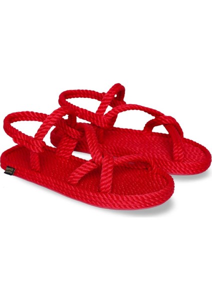 Mykonos Kauçuk Tabanlı Kadın Halat Sandalet Kırmızı fırsatları