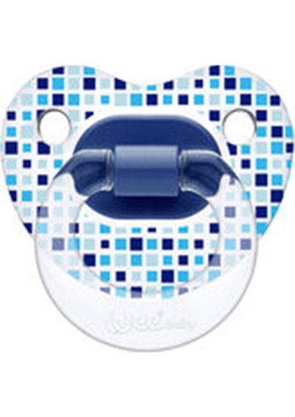 Şeffaf Desenli Damaklı Emzik 18+ Ay No:3 Mavi