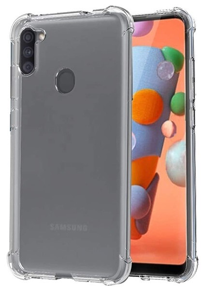 Samsung Galaxy M11-A11 Anti-Drop Darbe Emici Silikon Kılıf Shockproof Kılıf AL-32980 Şeffaf