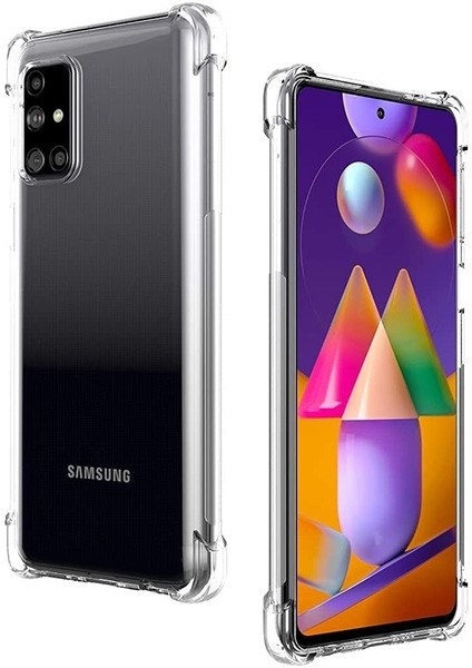 Samsung Galaxy M31 Anti-Drop Darbe Emici Silikon Kılıf Shockproof Kılıf AL-32983 Şeffaf