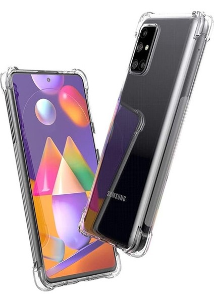 Samsung Galaxy M31 Anti-Drop Darbe Emici Silikon Kılıf Shockproof Kılıf AL-32983 Şeffaf