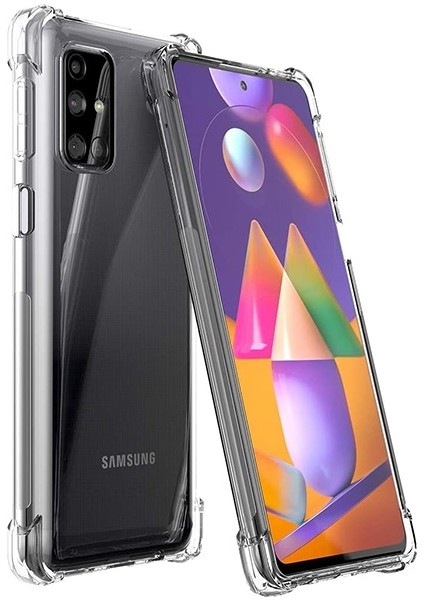 Samsung Galaxy M31 Anti-Drop Darbe Emici Silikon Kılıf Shockproof Kılıf AL-32983 Şeffaf