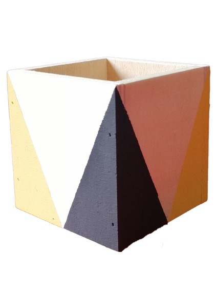 Geometrik Desenli Ahşap Kare Kutu (Siyah - Sarı) modelleri