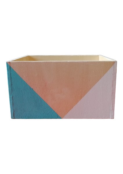 Geometrik Desenli Ahşap Dikdörtgen Kutu (Beyaz - Mavi) modelleri