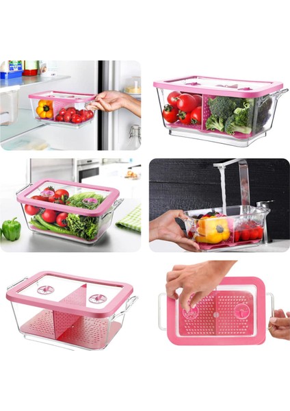 2 Lt Havalandırmalı Kristal Saklama Kabı Pembe