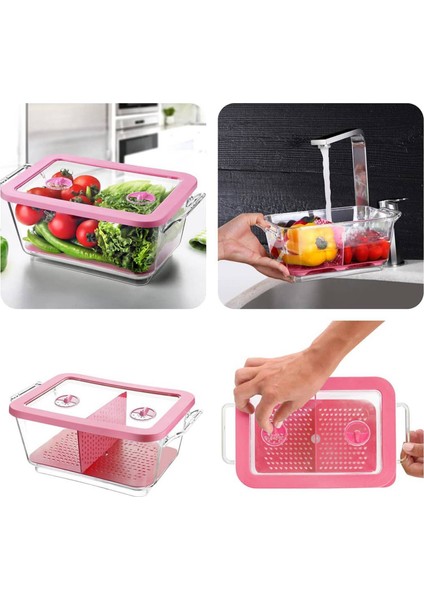2 Lt Havalandırmalı Kristal Saklama Kabı Pembe