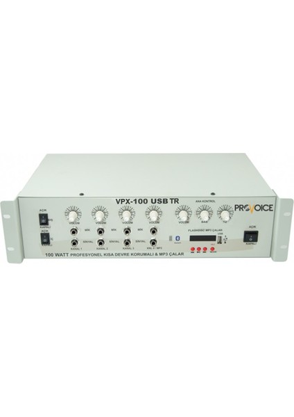 VPX-100 USB TR Trafolu 100 W 6 Kanal Mikser Anfi