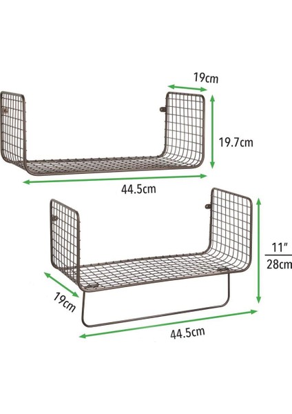 Go Dekor Metal Banyo Havlu Askılı Duvar Rafı ( 2'li Set )