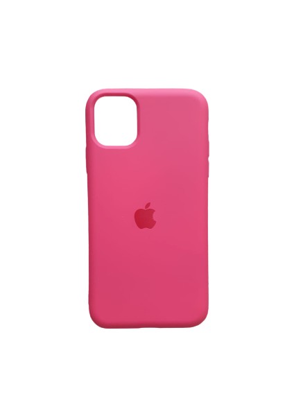 Apple iPhone 11 Pro Max Logolu Lansman Kılıf Koyu Pembe