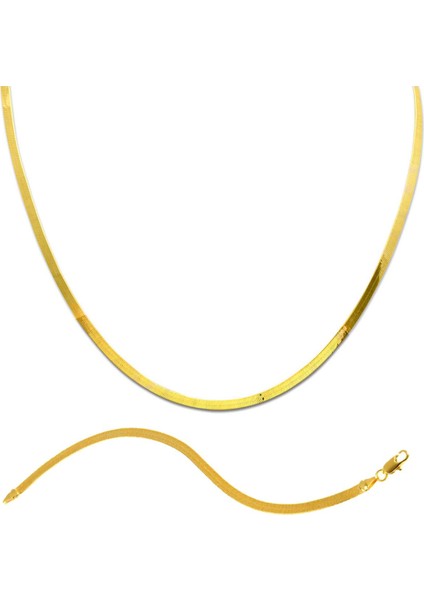 Ezme Zincirli Bileklikli 14 Ayar Altın Set