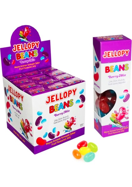 Jellopy Beans Meyve Aromalı Yumuşak Fasulye Şeker 36 gr x 12'li