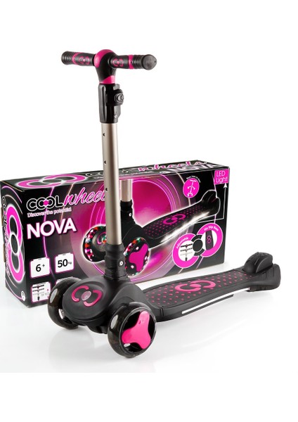 Cool Wheels Nova 6 + Led Işıklı Yüksekliği Ayarlanabilir 3 Tekerlekli Katlanabilir Scooter FR59199 Pembe